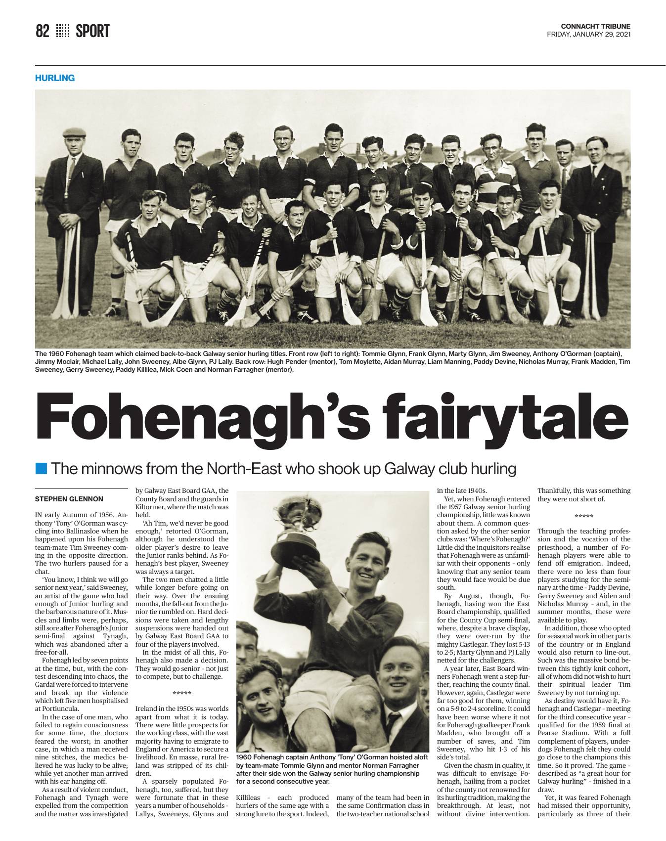 Headline clipping of the 1960 Fohenagh squad