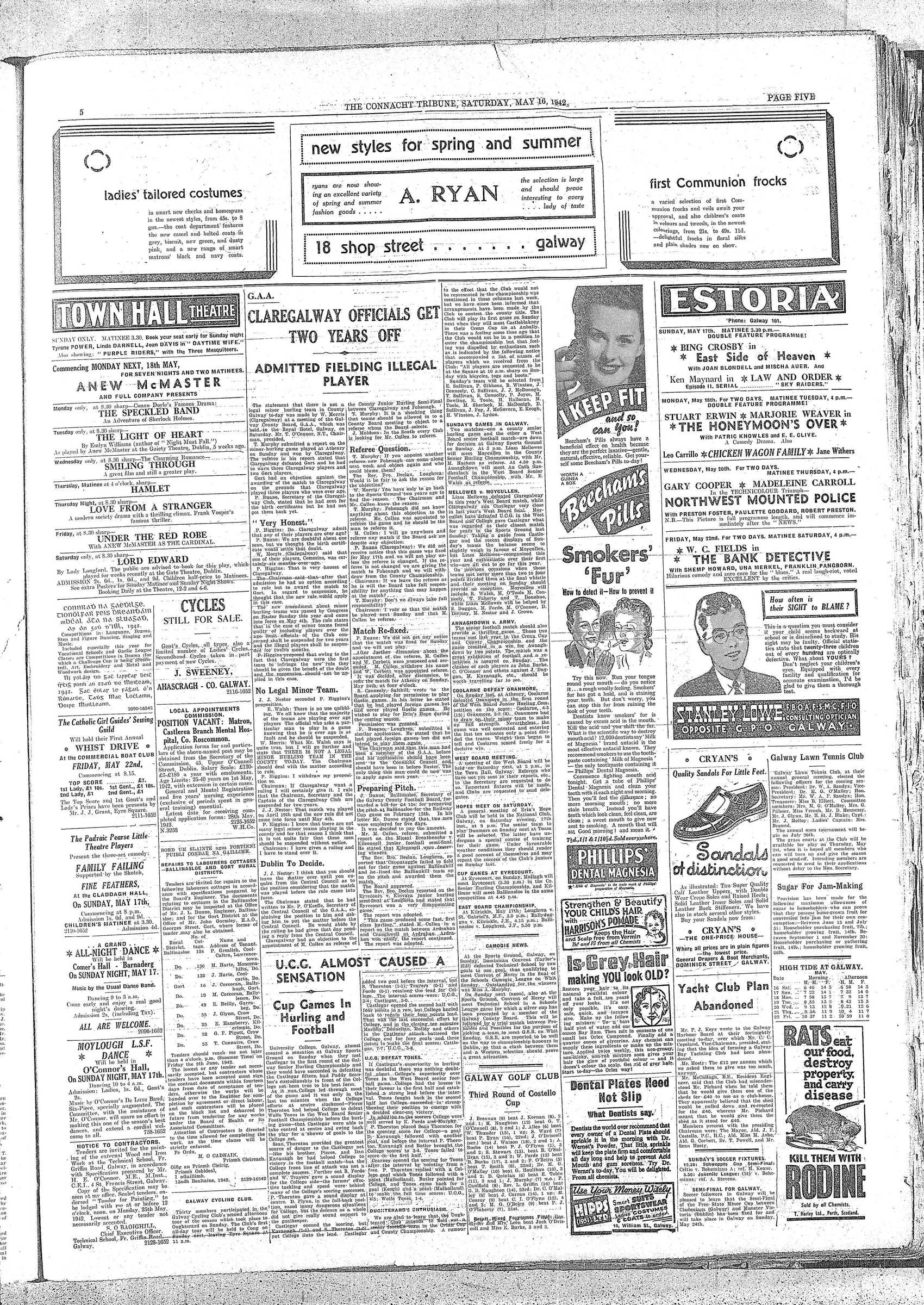 Newspaper page: Connacht Tribune 16 May 1942: The referee question