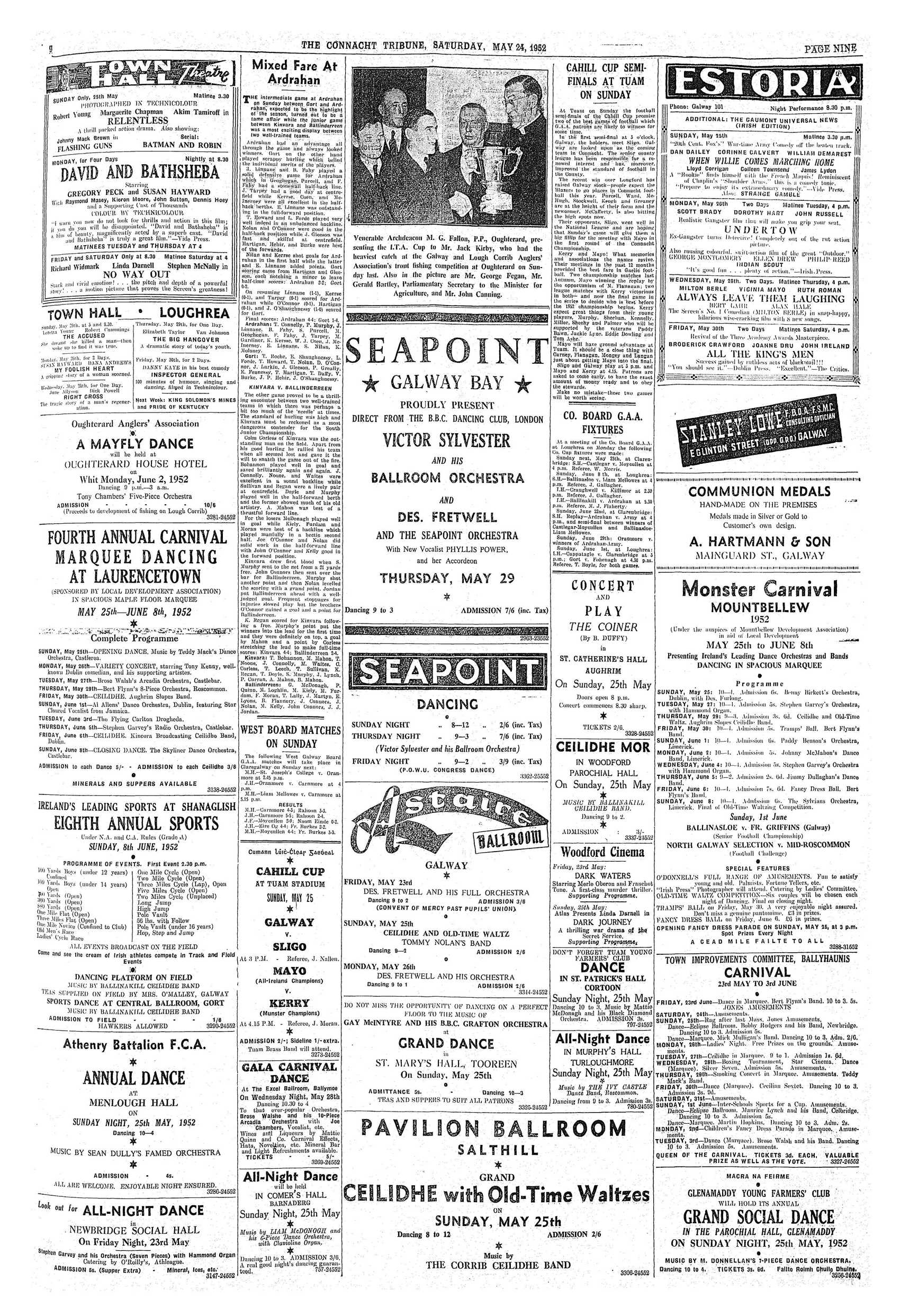 Newspaper page: Connacht Tribune 24 May 1952: Gort v Fohenagh at Loughrea