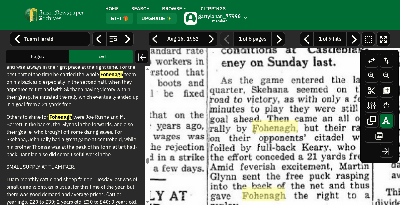 Tuam Herald, 16 Aug 1952